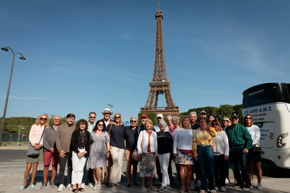 MAC Sports Travel group in front of the Eiffel Tower in Paris