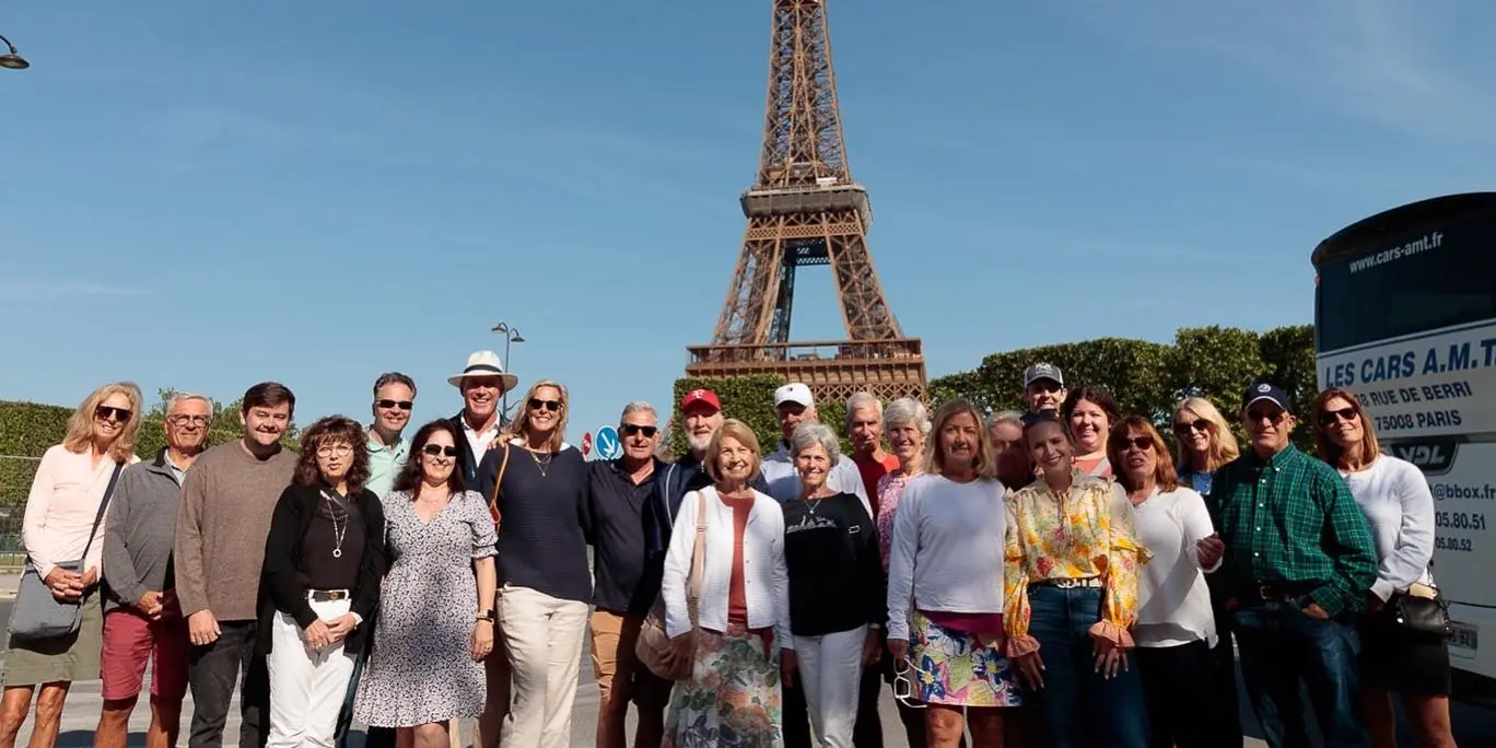 MAC Sports Travel group in front of the Eiffel Tower in Paris