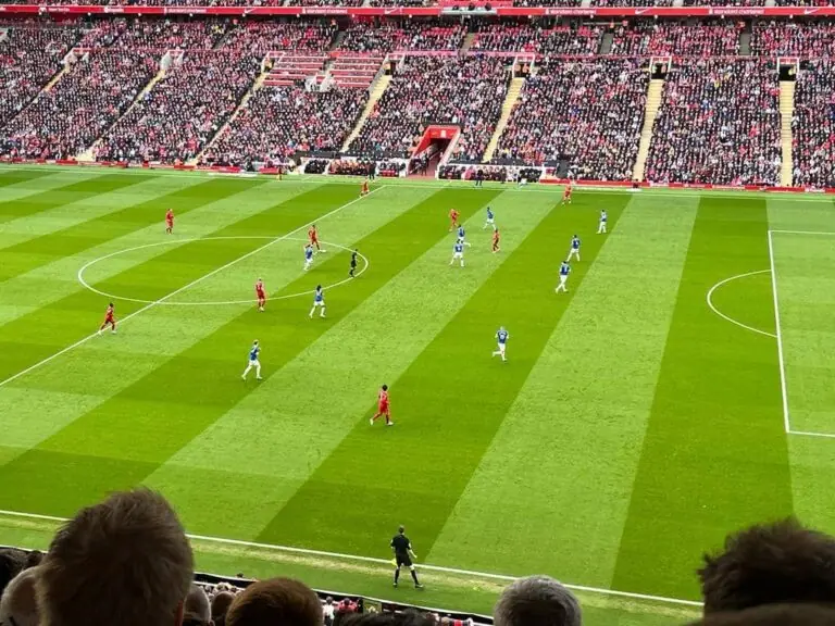 Premier League match at Anfield seen from the stands